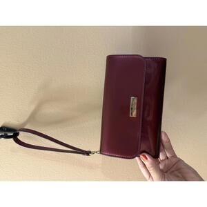 Kate Spade NWT New York Burgundy Plum Patent Leather Wristlet Clutch